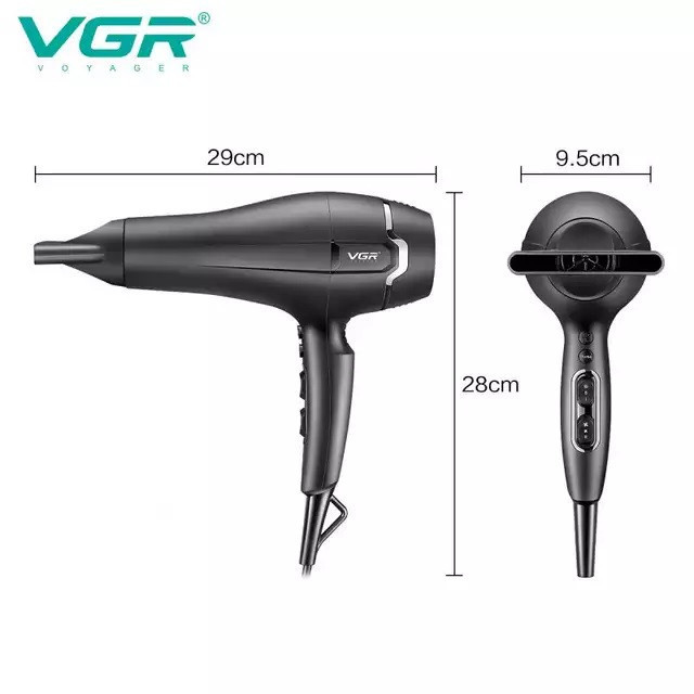 سشوار حرفه ای وی جی آر مدل V-450 با باد سرد و متمرکزکننده