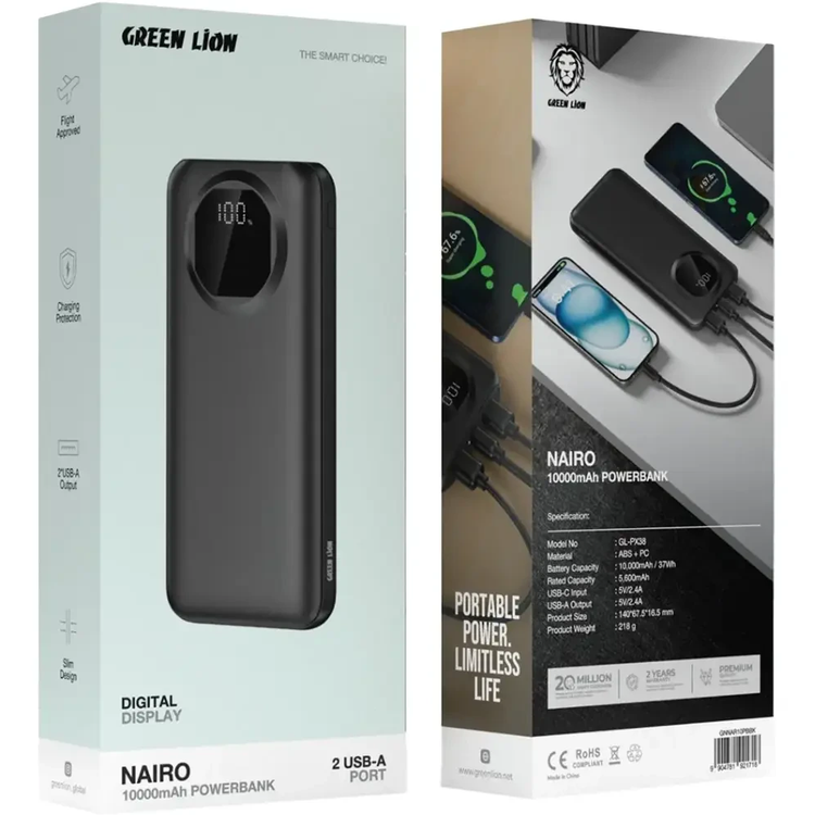پاوربانک گرین لاین مدل Nairo ظرفیت 20000 میلی /لمپر ساعت