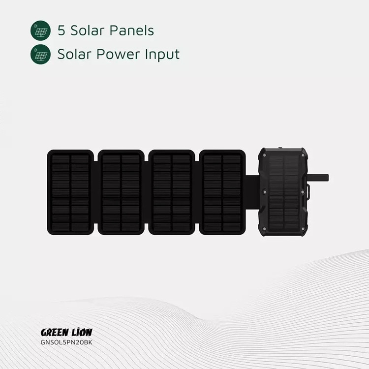 پاور بانک 20 وات گرین لاین مدل Solar 5-Panel ظریت 20000 میلی آمپر ساعت