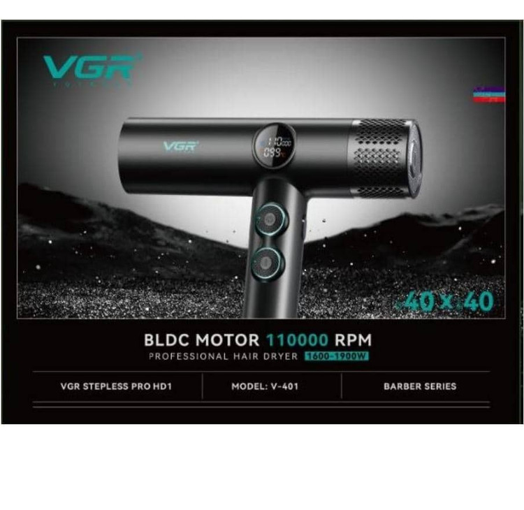 سشوار حرفهای وی جی آر مدل V-401 با باد سرد و متمرکزکننده