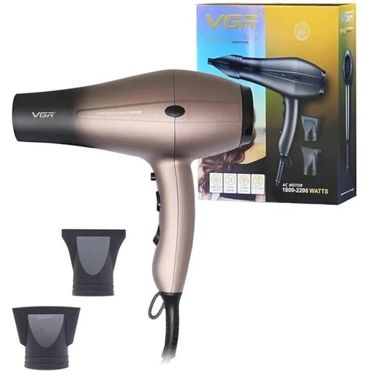 سشوار حرفه ای وی جی آر مدل V-463 با باد سرد و متمرکزکننده