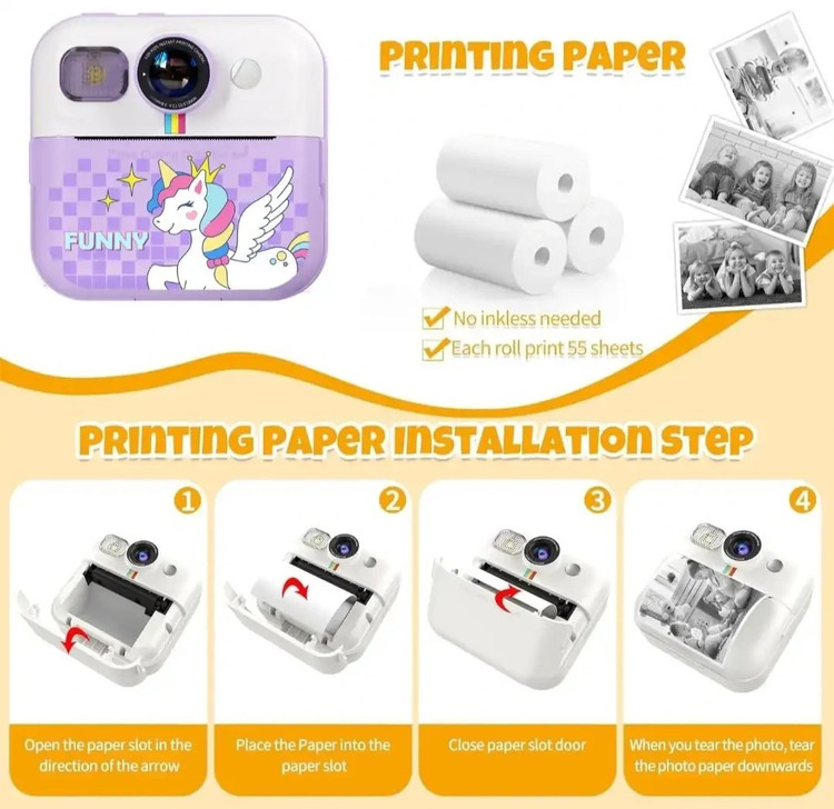 دوربین عکاسی و فیلمبرداری پرینت فوری کودکان مدل CP02