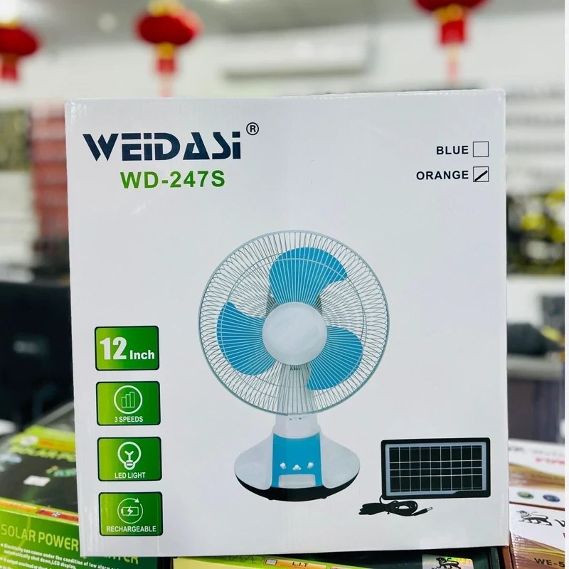 پنکه شارژی ویداسی مدل WD-247 با پنل خورشیدی