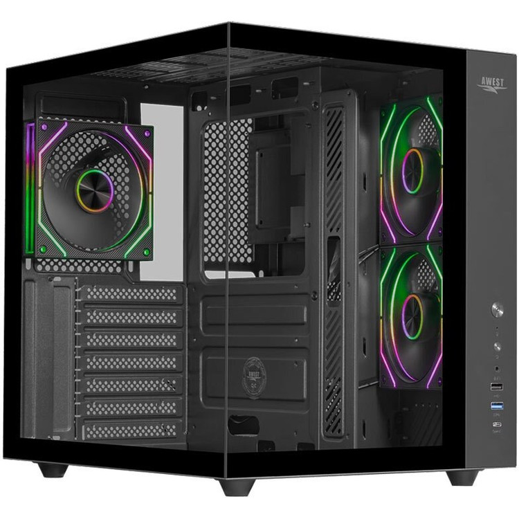 کیس کامپیوتر گیمینگ اوست مدل AQ15TG-B فرم فاکتور Mid Tower